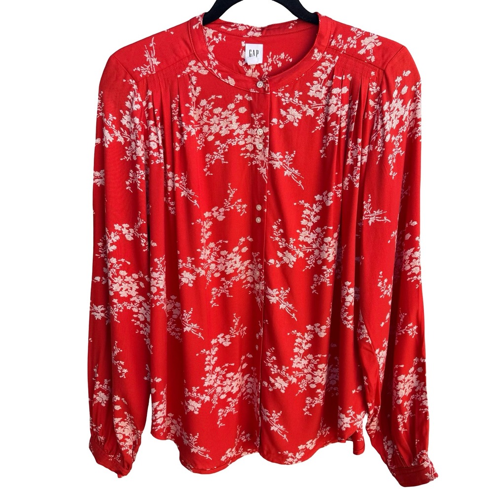 Gap Floral Boho Cottagecore Romantic Feminine Flowy Tunic Blouse Red Women M NEW